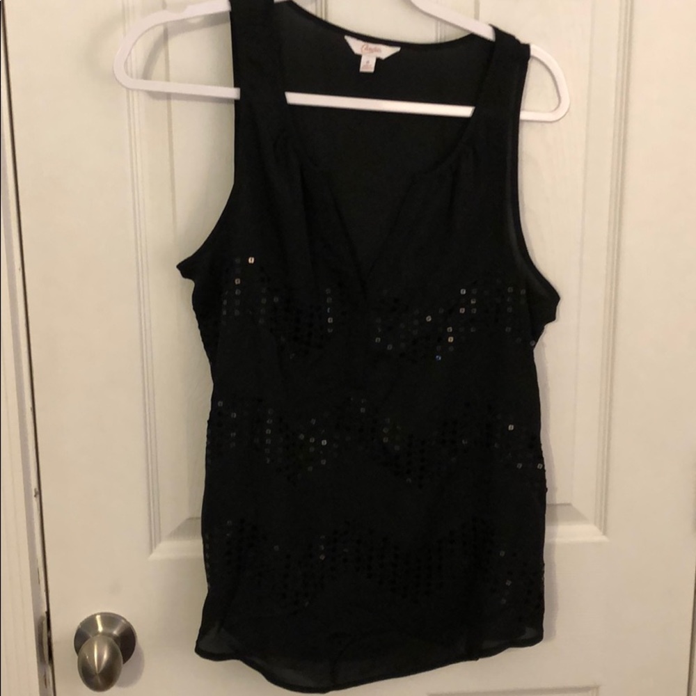 Black chevron sequins tank top